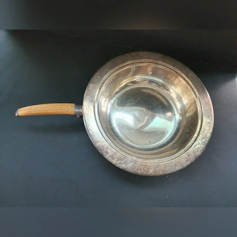 Rare Rodgers bros FLAIR Silver rattan chafing dish